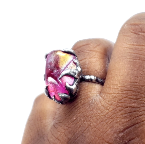 Pink aura quartz crystal ring statement ring - Picture 8 of 12